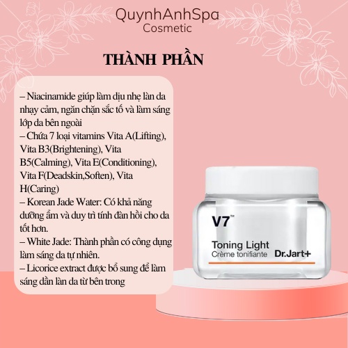 Kem dưỡng v7 toning light, Dưỡng trắng da Dr.Jart+ quynhanhspa20