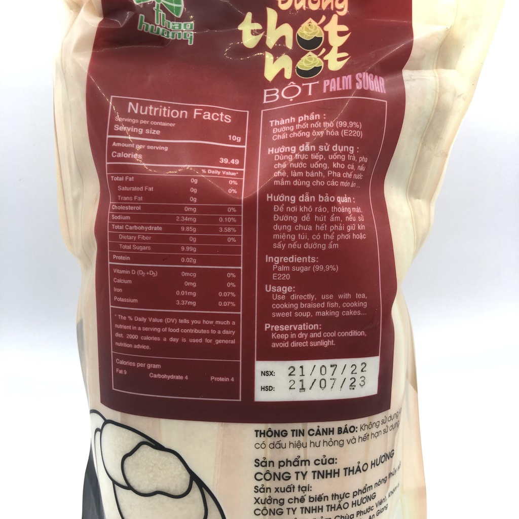 Đường thốt nốt bột nguyên chất đường thô dạng bột Thảo Hương  500g