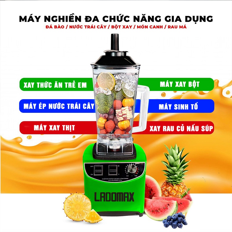 Máy xay sinh tố công nghiệp Ladomax HA-9545, Công suất 2200W ( Chính hãng, bền đẹp,lưỡi dao sắc bén, bảo hành 12 tháng)