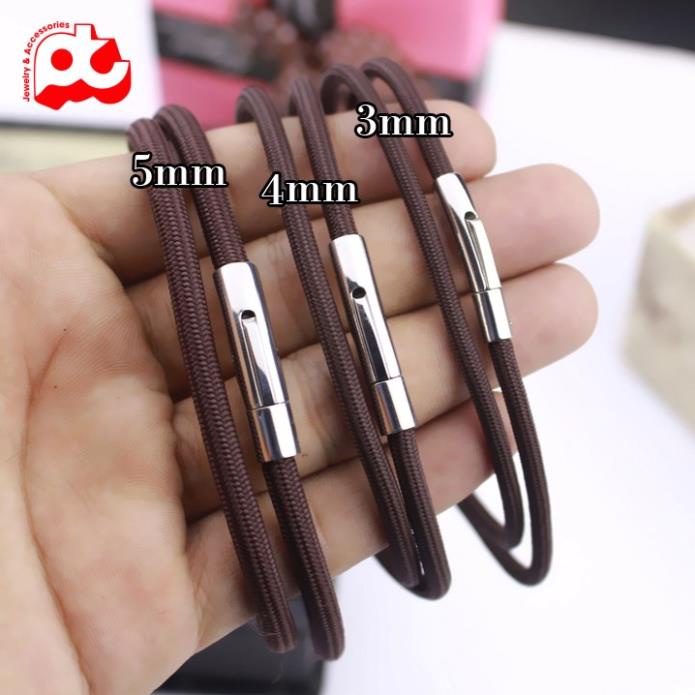Dây chuyền dù thái thời trang PT JEWELRY kích cỡ 3mm màu nâu đen PTDCNA184