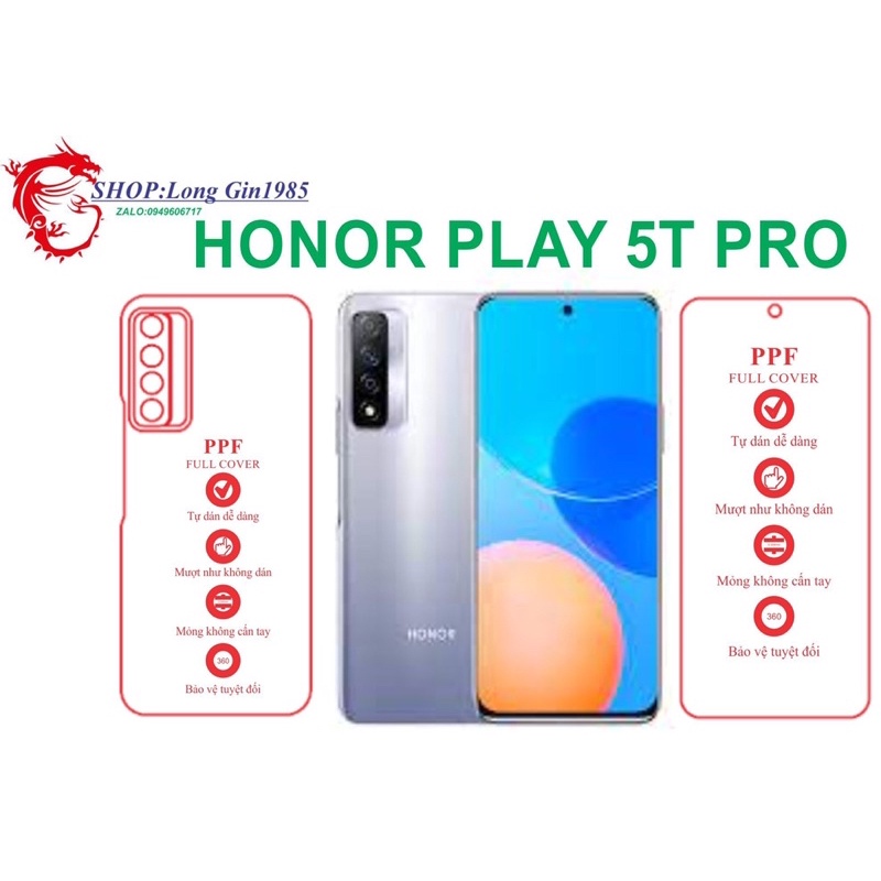 Honor Play 5T Pro miếng dán trong Ppf mặt trước mặt sau chống va đập chống trầy xước tốt