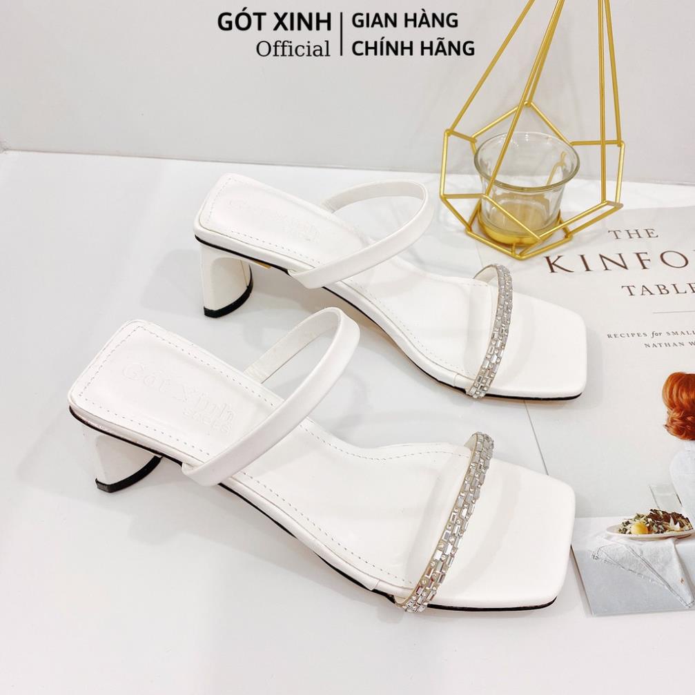 Dép cao gót GÓT XINH GX351 quai ngang da lì đế cao 4cm WQ