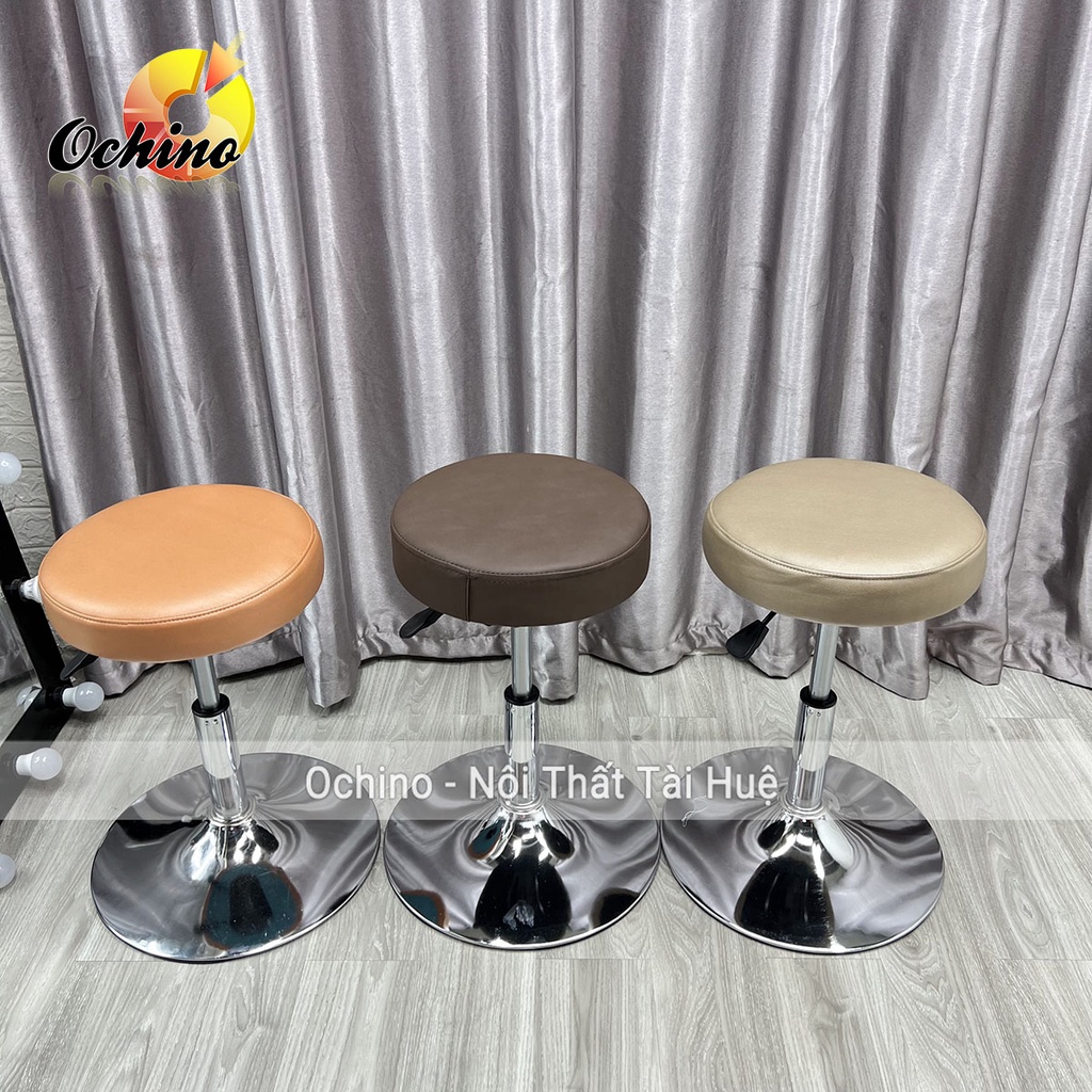 Ghế xoay làm việc văn phòng, Ghế trang điểm cá nhân Bọc da Tròn Trơn (Có Sẵn)