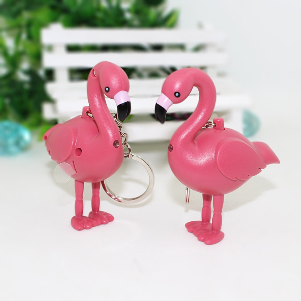 Móc Khóa Hình Chim Hồng Hạc Có Đèn Led Dễ Thương