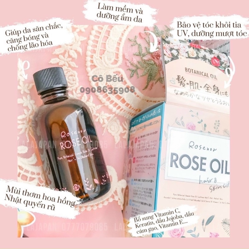 ROSE OIL - TINH DẦU HOA HỒNG BOTANICAL OIL DƯỠNG DA, DƯỠNG TÓC, DƯỠNG MÓNG NỘI ĐỊA NHẬT BẢN