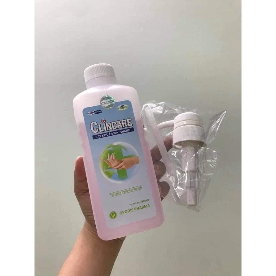 Nước rửa tay sát khuẩn nhanh Clincare 500ml ( không rửa lại với nước )