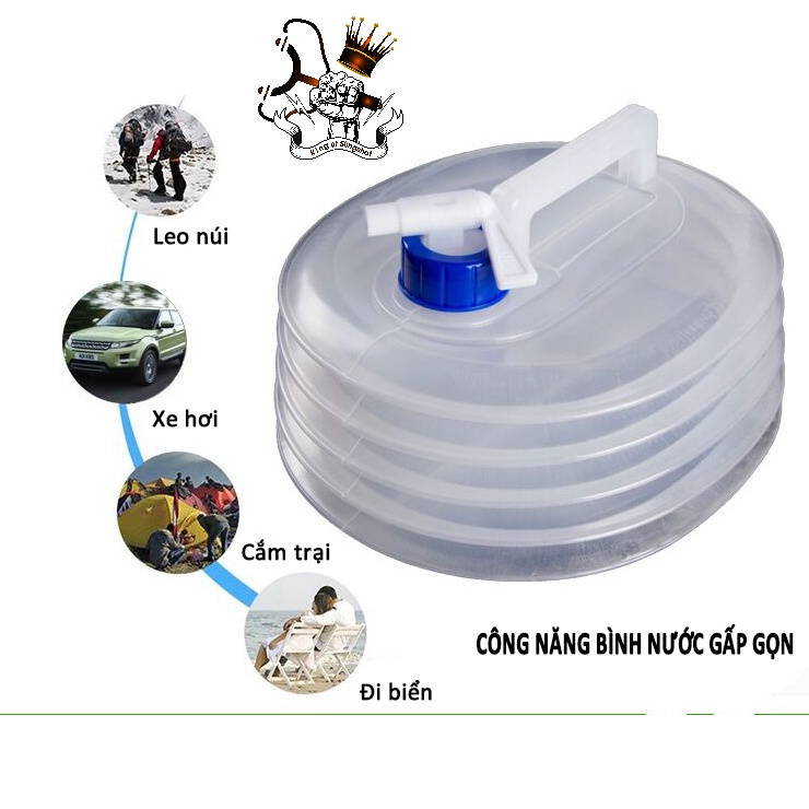Bình đựng nước cắm trại du lịch dã ngoại di động ngoài trời, có van khóa, có vòi nối dài tiện lợi - DCP9