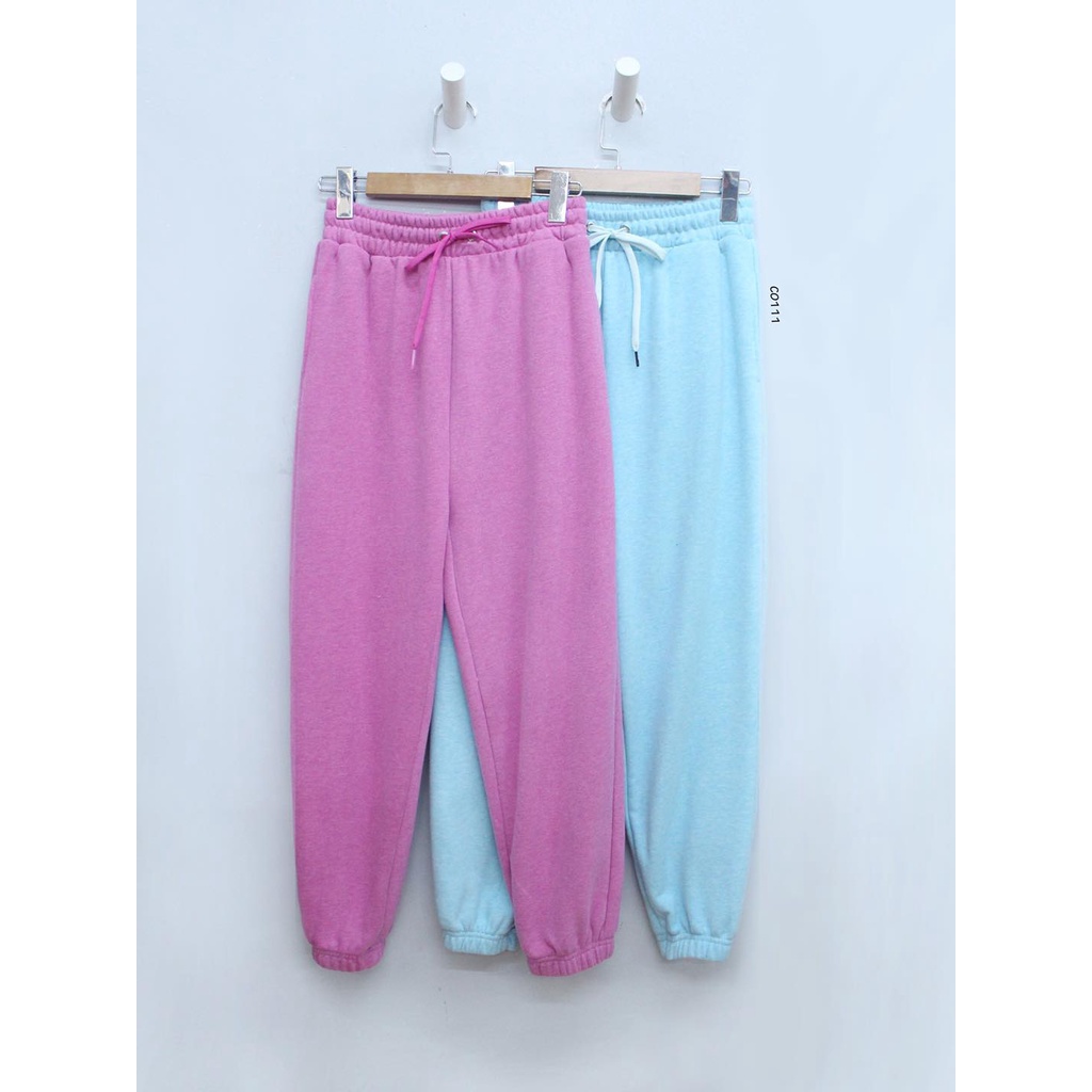 C0111 - Quần jogger nỉ dày Free lưng thun cột nơ trơn