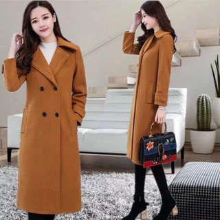 ÁO KHOÁC DẠ CỔ VEST DÁNG DÀI PHỐI NÚT CV410385( hàng nhập)