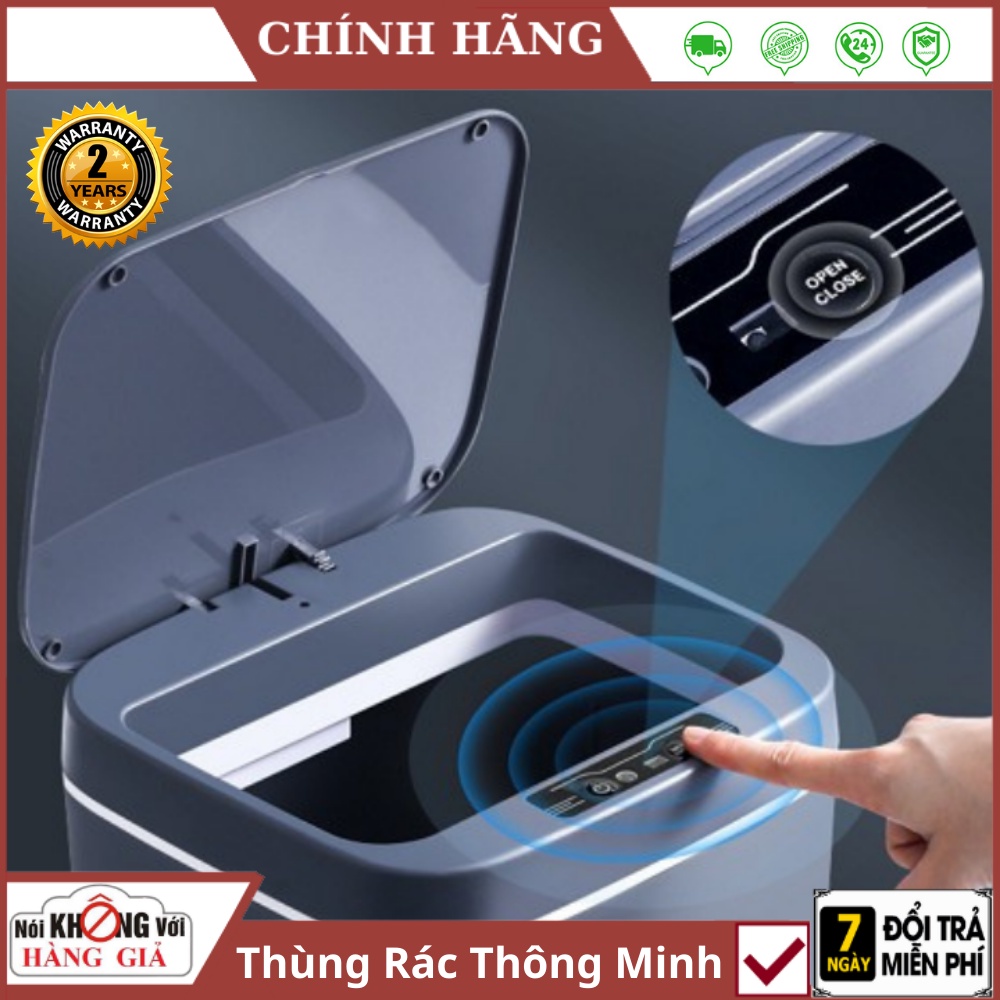 Thùng Rác Thông Minh Cảm Ứng  FREESHIP  Có Nắp Đóng Mở Tự Động Thùng Rác Cao Cấp Thể Tích 16L/14L - bảo hành 24 tháng