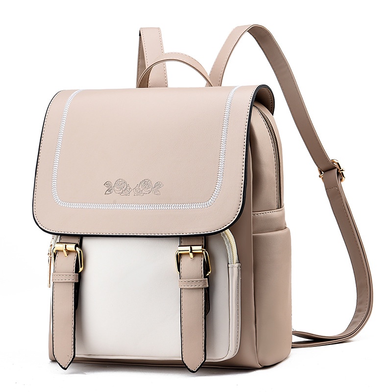 Ba Lô Da Mềm Phối Màu Tương Phản Phong Cách Anh Quốc Cho Nữ