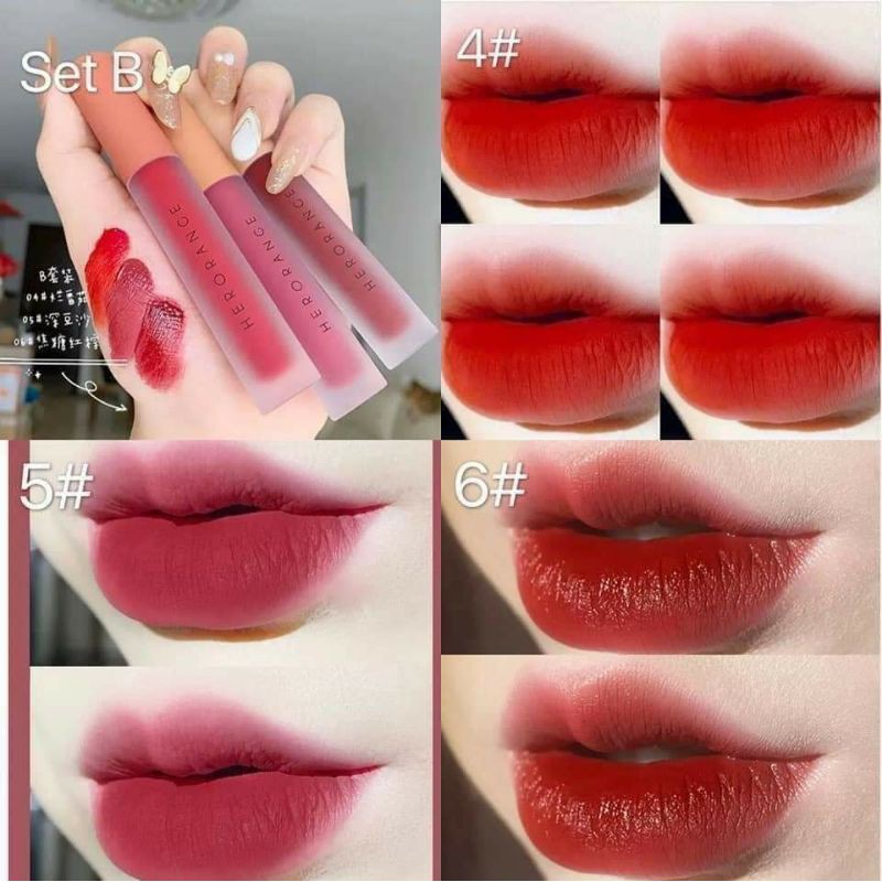 Set 3 Cây Son Kem Lì Herorange Fluffy Lip Glaze