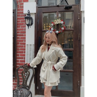 Áo khoác dạ ép lửng kèm đai AK-9199, coat dạ dáng ngắn kèm dây belt