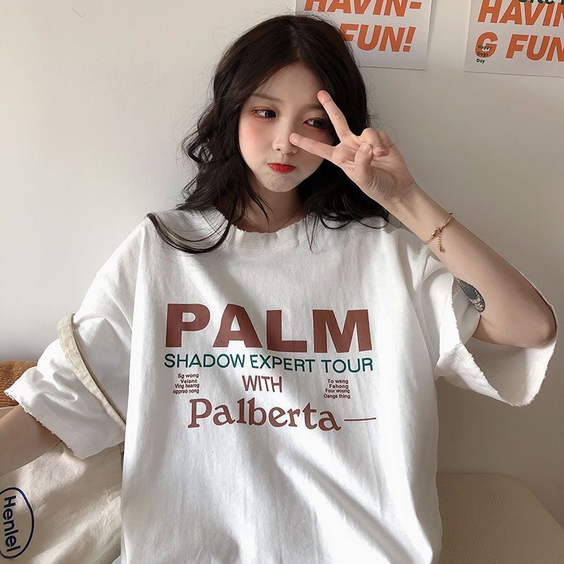 Áo thun rộng rãi tay ngắn phong cách Ins Hàn Quốc