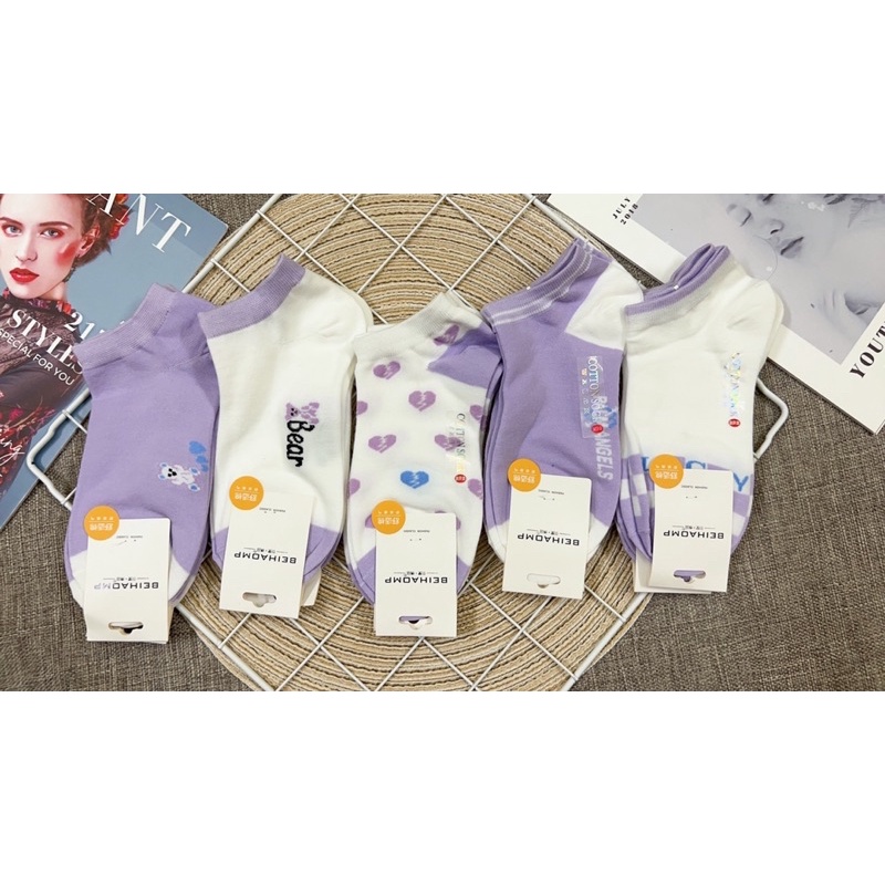 Tất chân nữ ngắn cổ bèo hoạt hình ( combo 10 đôi )