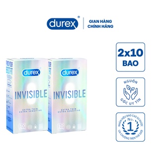 Mã FMCGMALL -8% đơn 250K Bộ 1 hộp bao cao su Durex Invisible 10 bao hộp +