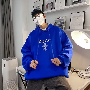 Áo khoác hoodie dài tay dáng rộng in chữ thập thời trang đường phố mỹ cá tính dành cho nam nỉ siêu rẻ phù hợp nam nữ