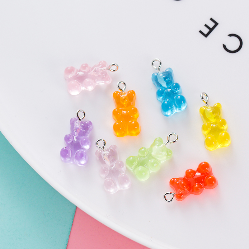 Set 10 Móc Khóa Điện Thoại Trong Suốt Hình Gấu Đáng Yêu