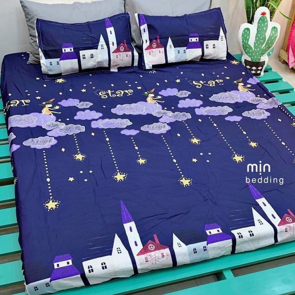Bộ ga kèm đôi vỏ gối poly cotton siêu ngộ nghĩnh m6 hoặc m8 (được chọn mẫu)