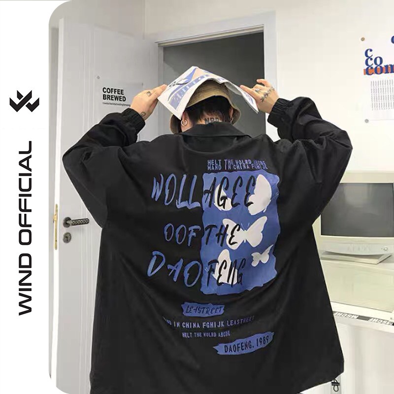 Áo khoác dù sơmi unisex cardigan form rộng DAOFENG nam nữ ulzzang Wind - HÀNG MỚI VỀ