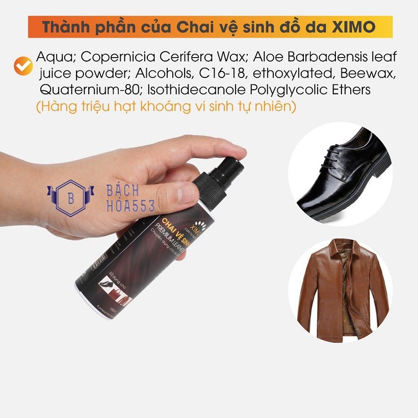 Chai xịt vệ sinh giày da, đồ da Ximo XI03 150ml - Làm sạch vết bẩn, bụi bẩn, nấm mốc