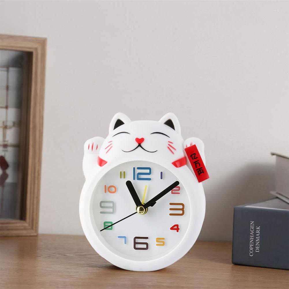 Đồng hồ báo thức để bàn hình mèo may mắn dùng pin J4C8