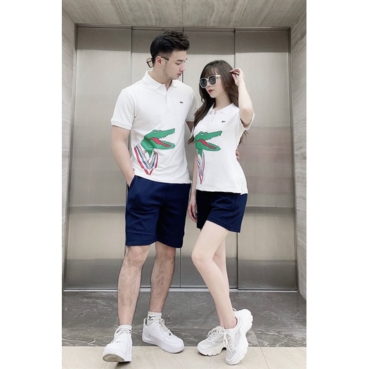Bộ thể thao hè bộ đồ đôi nam nữ LST logo cá sấu chất cotton cam kết hàng chuẩn đẹp
