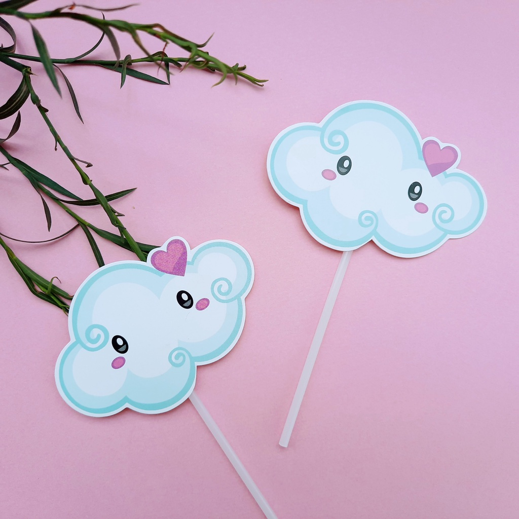 que cắm bánh kem [FREESHIP] set cắm giấy mây cầu vồng mưa