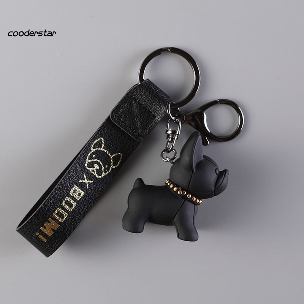 Móc chìa khóa hình chó bull pháp chất liệu an toàn dùng treo điện thoại đa năng tiện dụng
