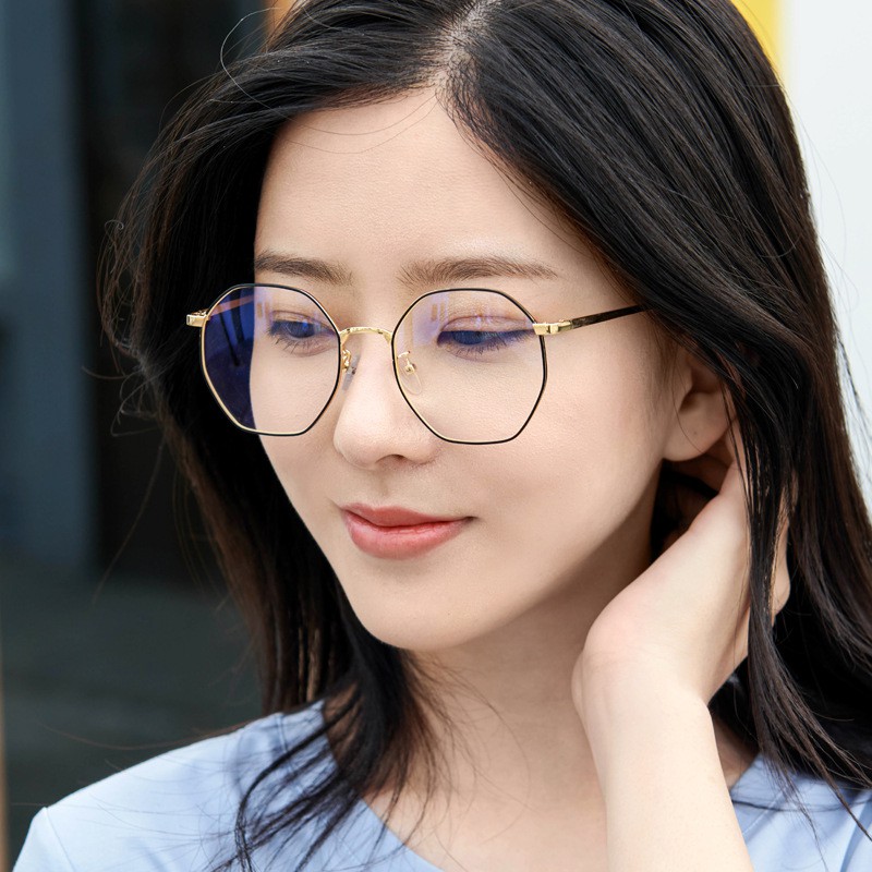 Mắt Kính Gọng Kim Loại Chống Ánh Sáng Xanh Phong Cách Hàn Quốc