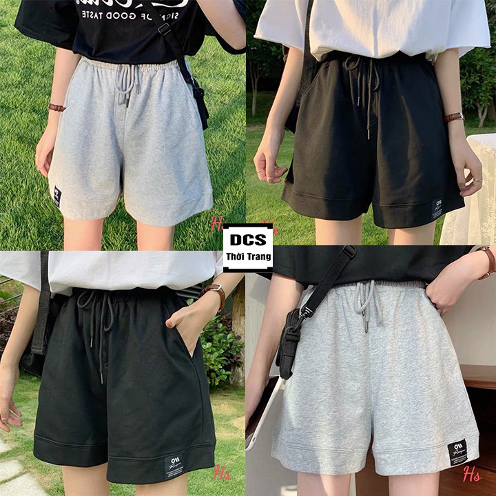Quần Short Nữ Quần Đùi Unisex Chân Cua Dáng Hàn Logo Cạp Chun Dây Rút 02 Màu Xưởng May DCS
