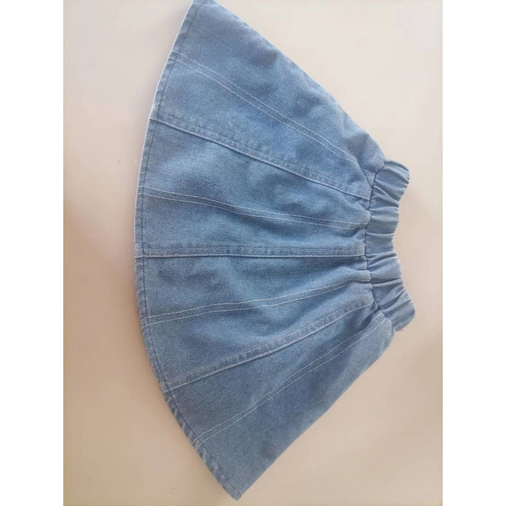 Bộ Áo Sơ Mi Denim Cổ Búp Bê Phối Chân Váy Denim In Hoa Kiểu Nhật Hàn Thời Trang Mùa Hè Cho Bé Gái 2022