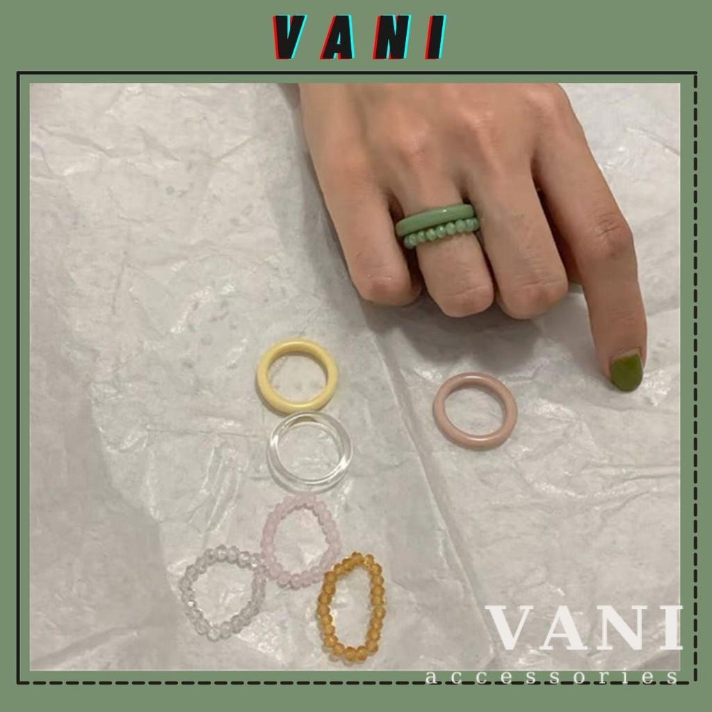 Nhẫn Acrylic Nhựa Resin Chuỗi Pha Lê Màu Kẹo Retro - Vani Store [TS000513]