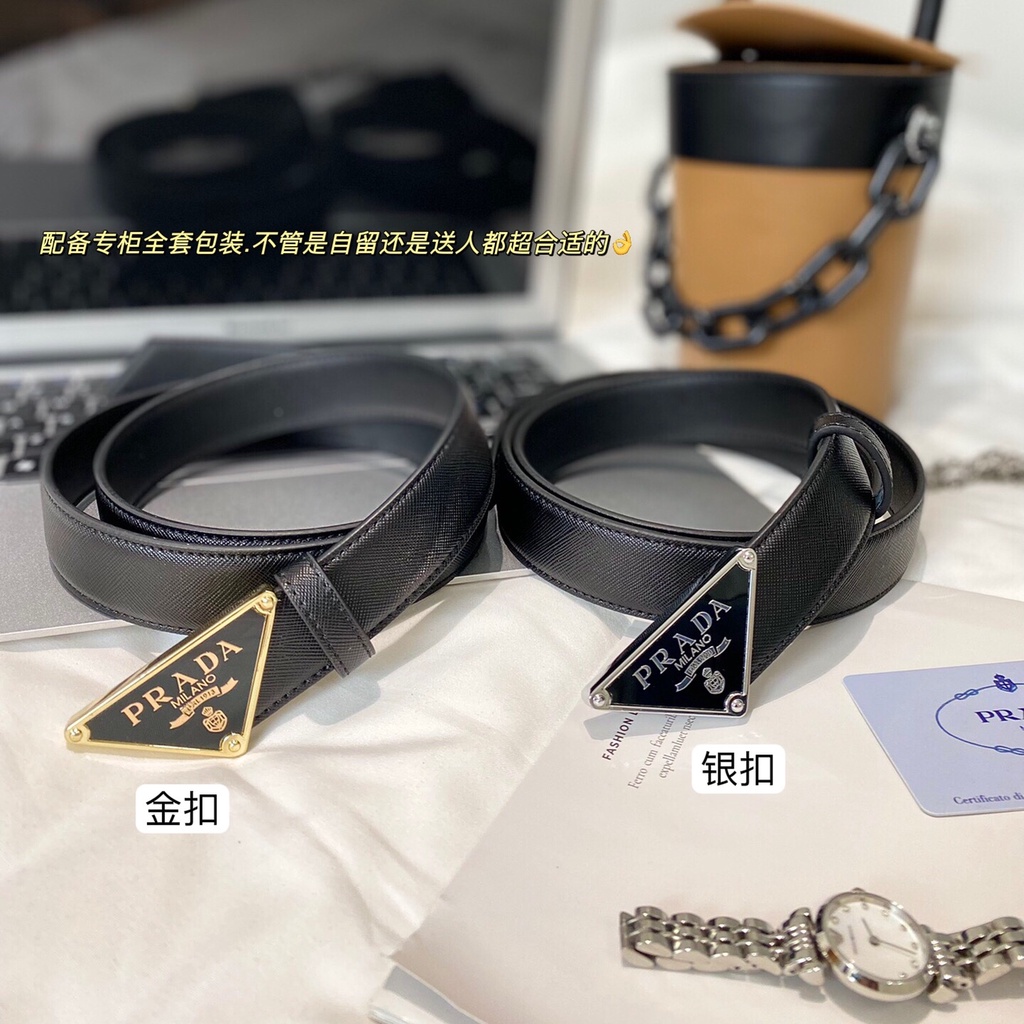 Thắt Lưng Da 110cm Có In Logo Hình Tam Giác Cá Tính Cho Nữ