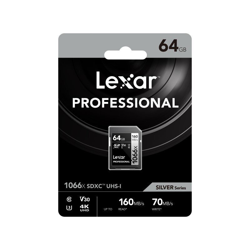 Thẻ nhớ Lexar Professional 1066x SDXC 64GB UHS-I, U3, V30, Class 10 sử dụng cho máy ảnh