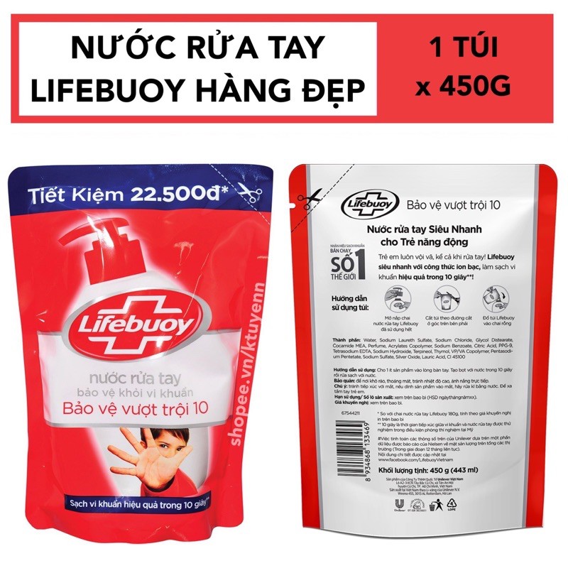 Nước rửa tay LIFEBUOY (lifebouy / lifeboy) 450g HÀNG ĐẸP