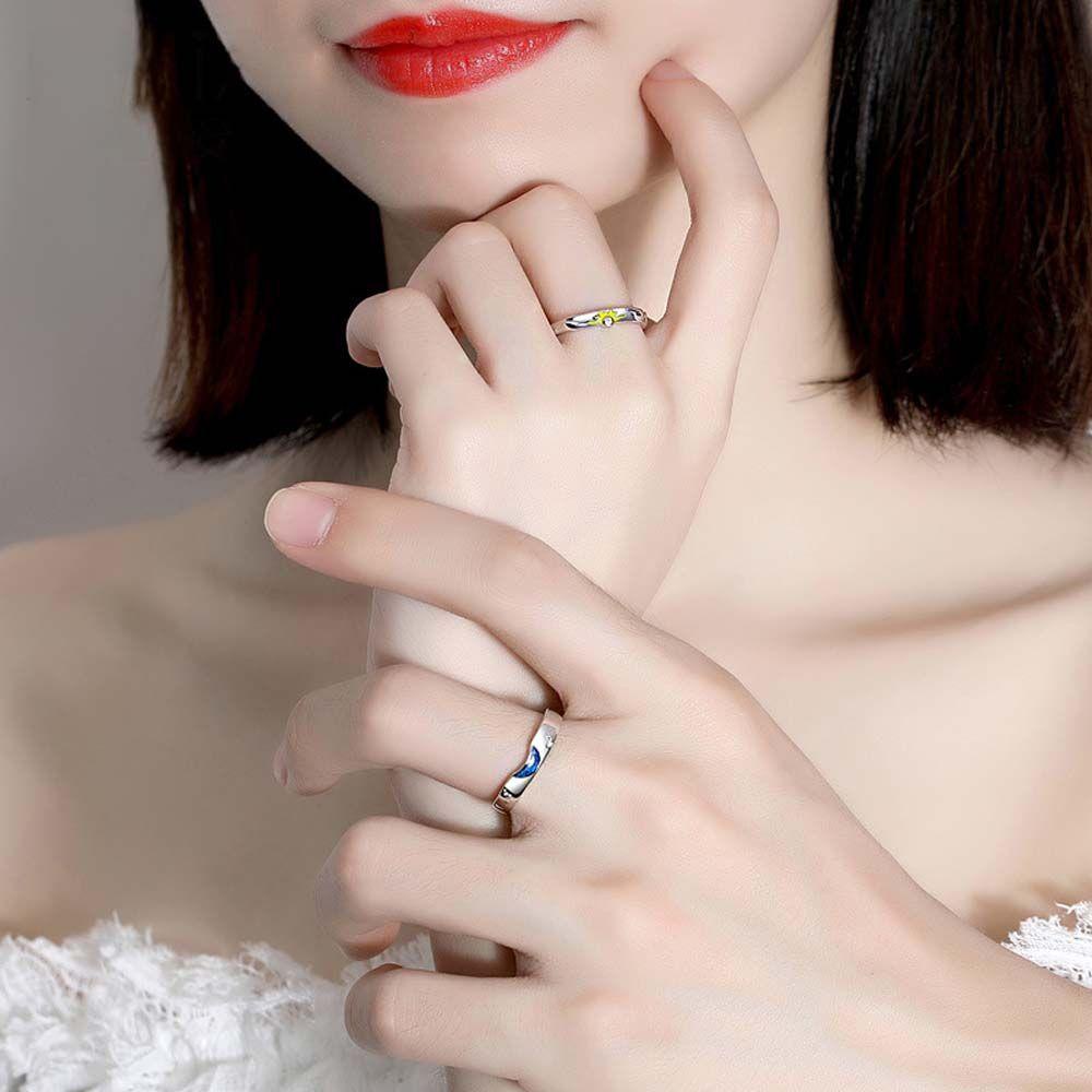 Nhẫn Cặp Hình Mặt Trăng Phong Cách Hàn Quốc Cổ Điển