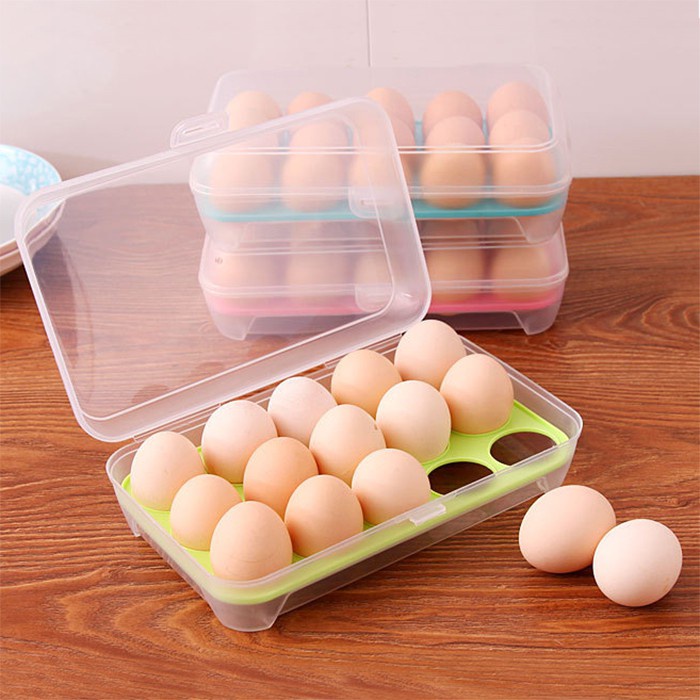 Hộp Khay Đựng Trứng Gà, Giỏ Rổ Đựng Trứng Vịt Tiện Lợi 1 Tầng 15 Ngăn