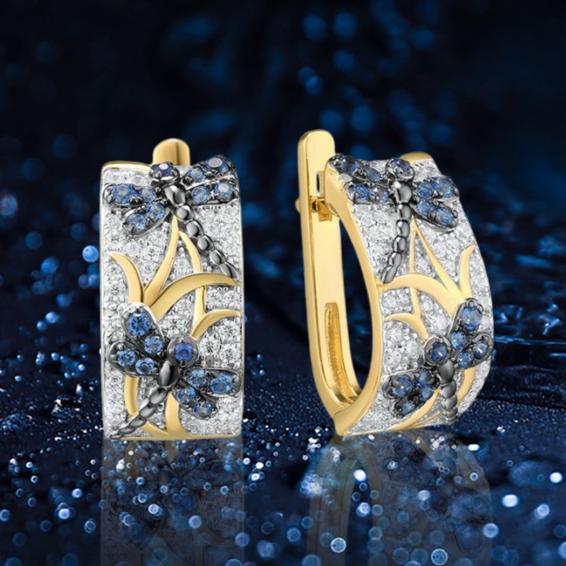 Khuyên Tai Hình Chuồn Chuồn Đính Đá 18k Thời Trang Cho Nữ