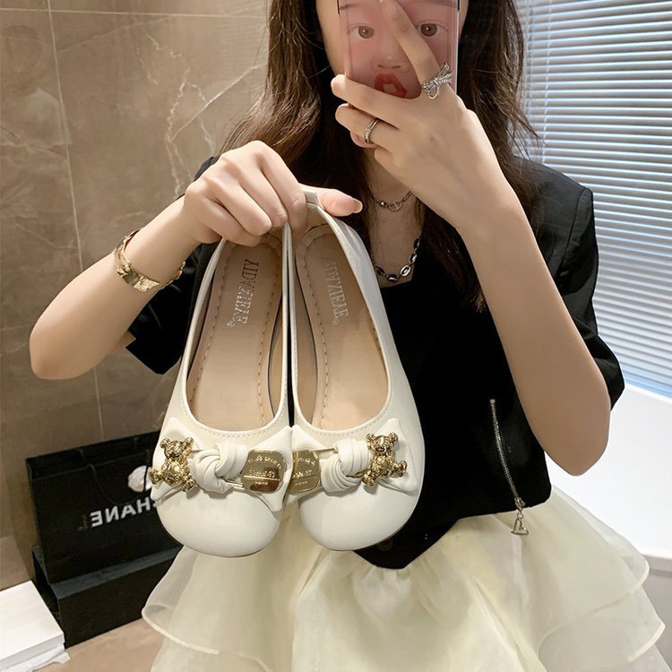 Giầy búp bê nữ 3 phân nơ gấu đế siêu mềm và êm