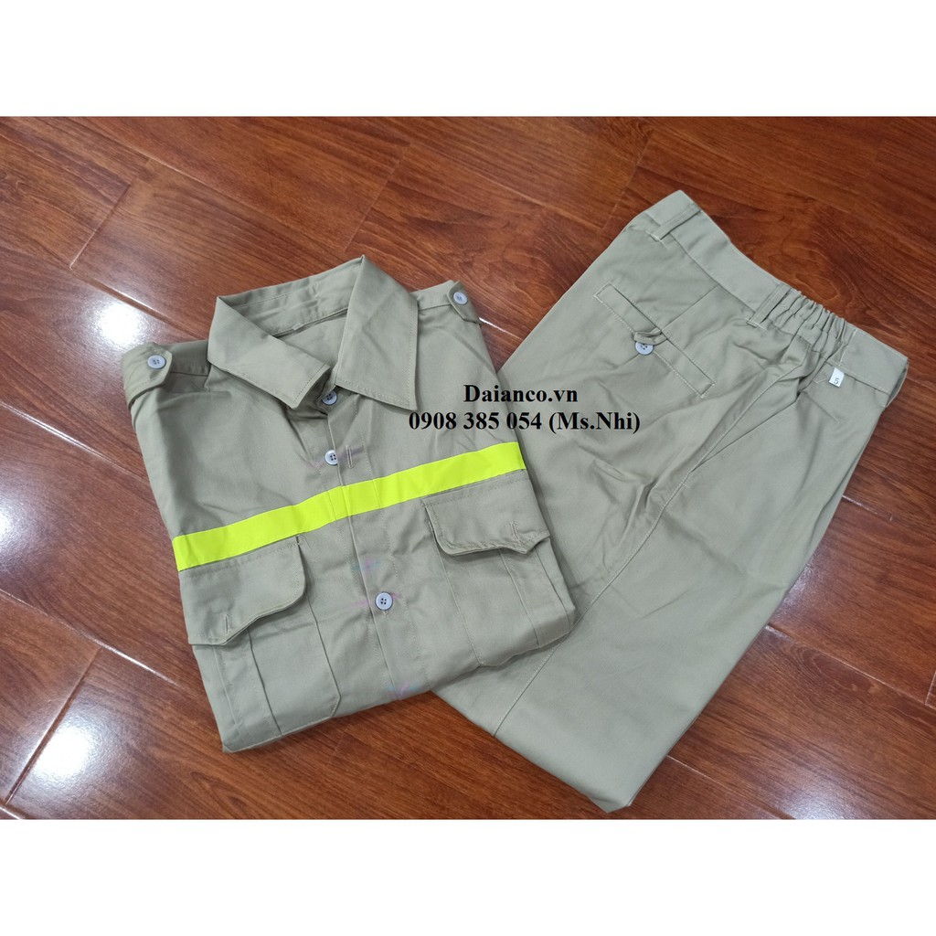 Quần Áo Bảo Hộ Lao Động Vải Kaki thoáng mát và may kèm phản quang- DN03