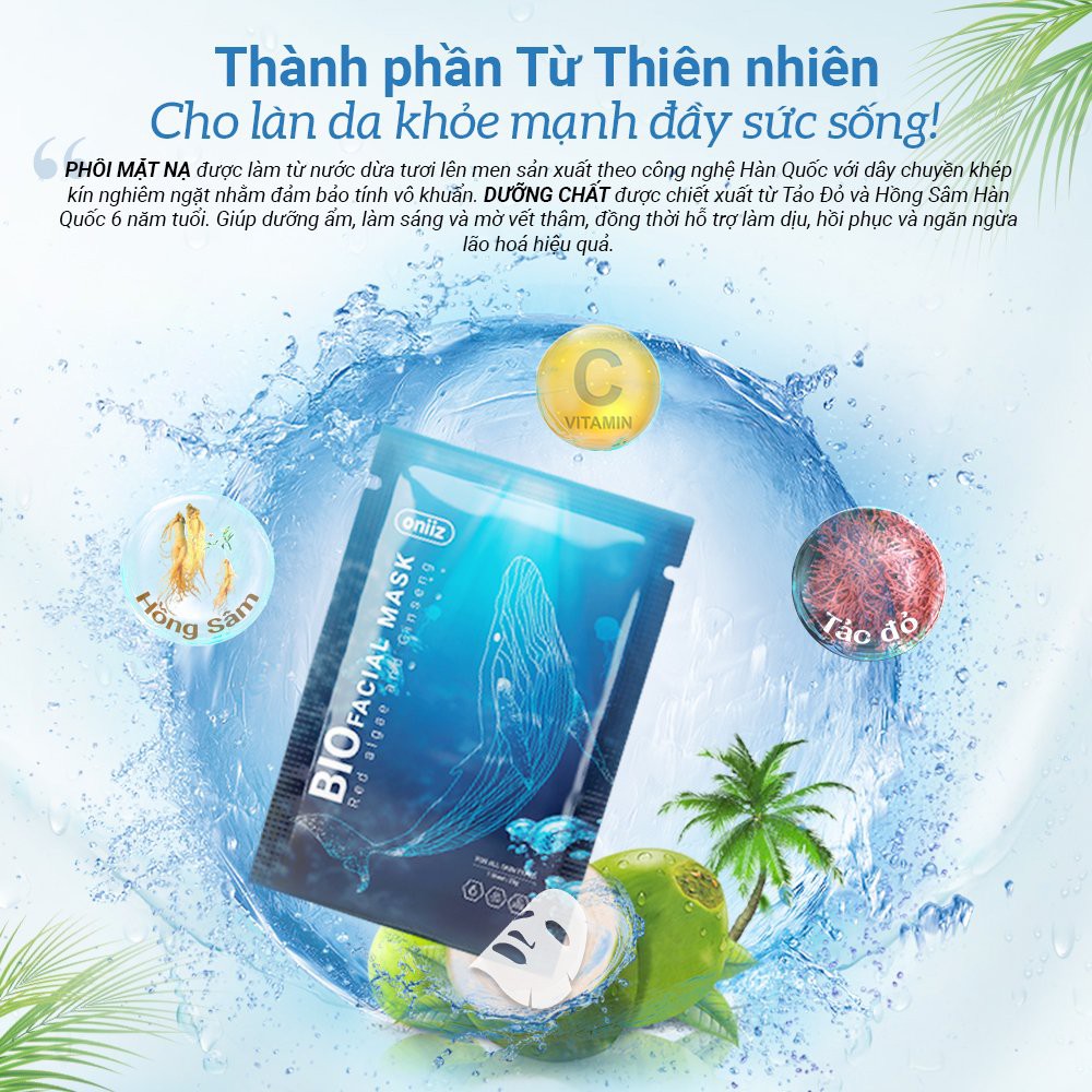 Mặt nạ dưỡng ẩm trắng da sinh học Oniiz - hỗ trợ ngừa mụn, ngừa lão hóa | BigBuy360 - bigbuy360.vn