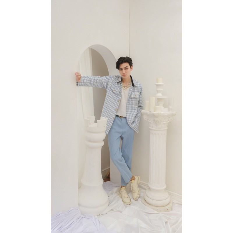 SƠMI TWEED XANH BABY BLUE GOLD “K honista”
