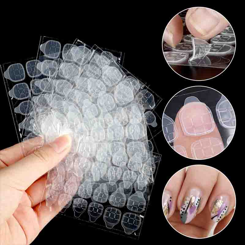 1 Tờ 12/24 Miếng Dán Móng Tay Giả Hai Mặt DIY Trong Suốt Linh Hoạt
