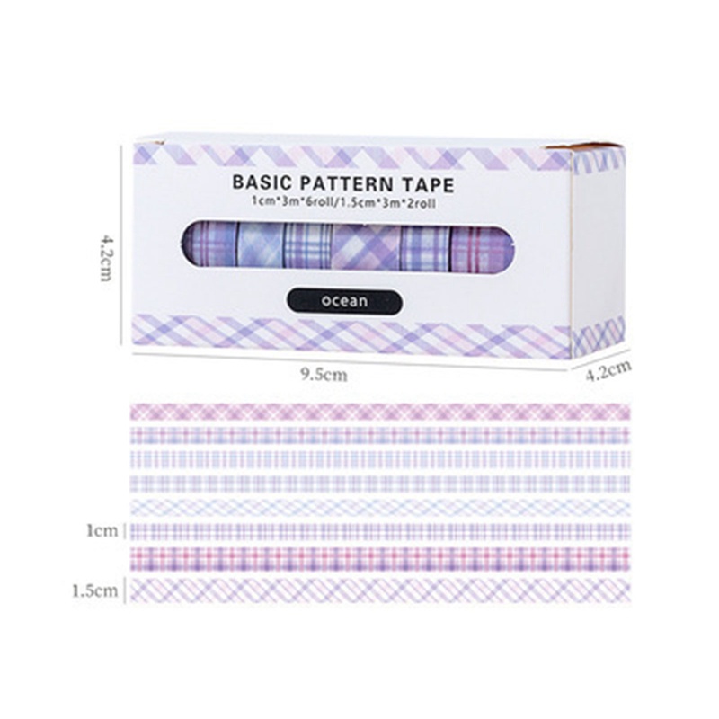 Tmdbyx Set 8 Cuộn Băng Keo Washi Màu Sắc Đơn Giản Dùng Trang Trí Sổ Tay / Tiểu Học