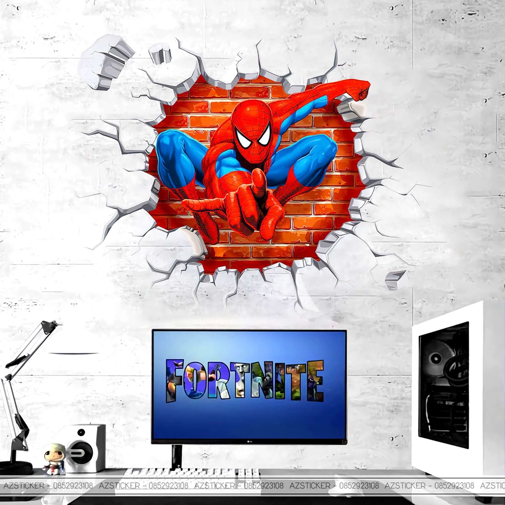 Decal Dán Tường 3D Spiderman Bật Tường | Decal Dán 3D Decor Nhà Cửa, Phòng Làm Việc , Quầy Bar, Tiệm Cắt Tóc