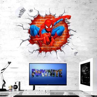 Giấy dán tường trang trí quán cà phê , nhà hàng hình spiderman bật tường 3d