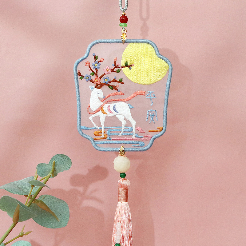 Thêu Handmade/Phụ Kiện/Mặt phụ kiện tranh treo móc khóa/túi xách kiêm thẻ kẹp sách thêu họa tiết cổ trang thủ công tự làm cho nữ