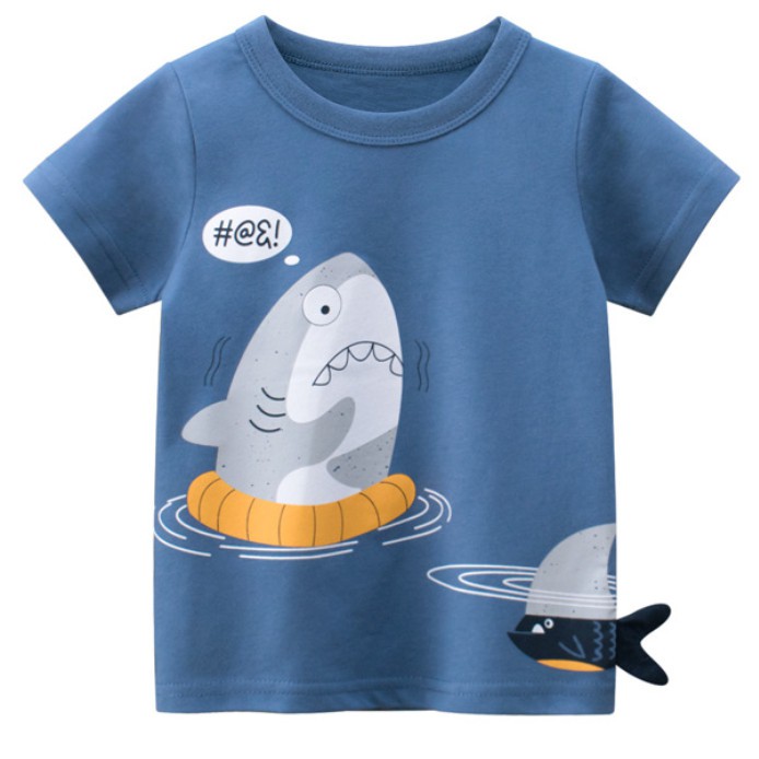 (Nowship HCM) (New 2021) Áo bé trai 27KIDS  in hình SHARK MẶC PHAO 3D NEW ngộ nghĩnh chất cotton hàng xuất Âu