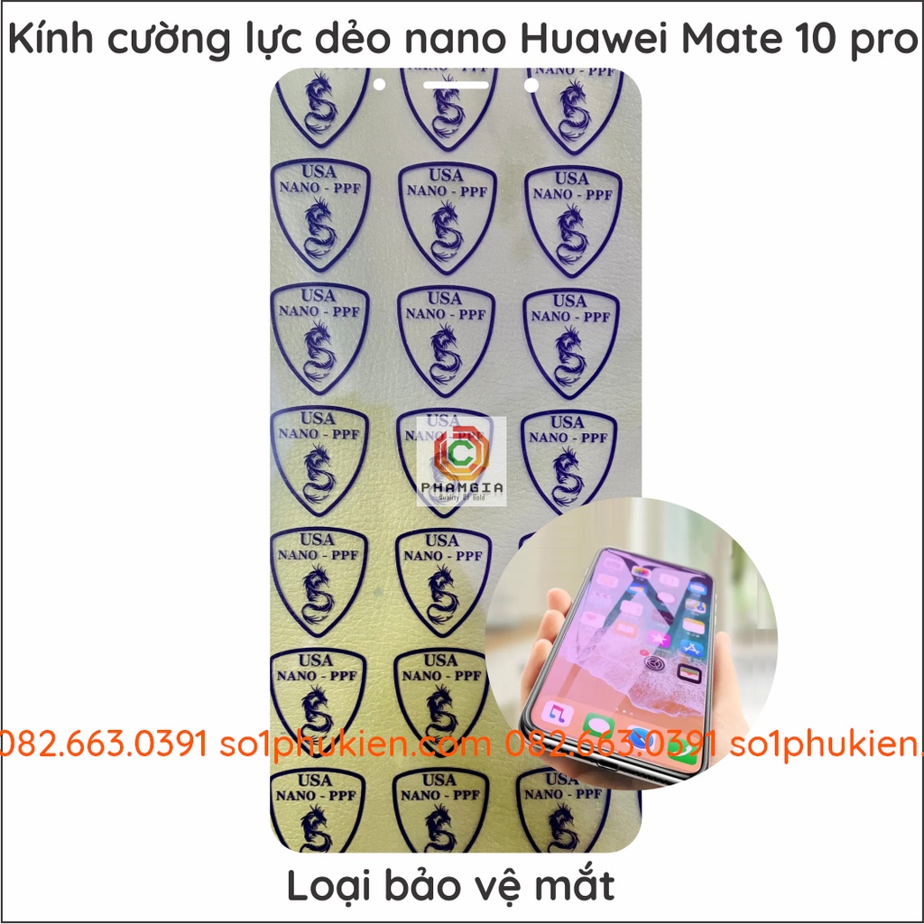 Dán cường lực dẻo nano Huawei Mate 10 pro trong suốt, cường lực 9H+